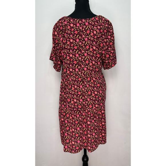 Old Navy Burgundy Floral Short Sleeve Dress Size M - Picture 3 of 9